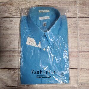 Van Heusen Men's Fitted Poplin Dress Shirt - Bright Blue - NEW WITH TAGS